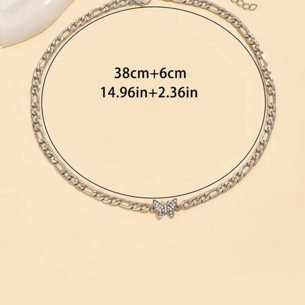 Silver Plated Stainless Steel Butterfly Charm Chain Necklace - Picture 3 of 4